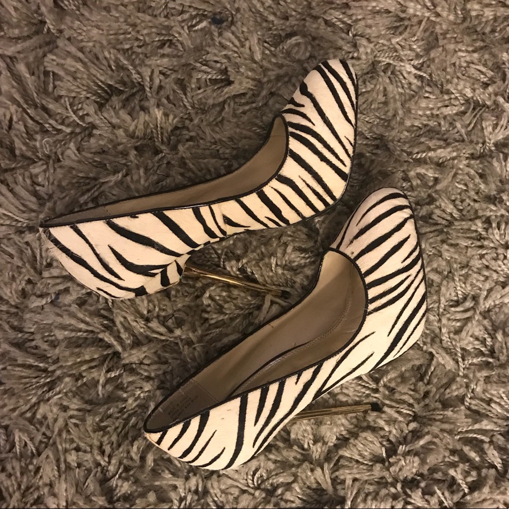 Zebra print stiletto heels